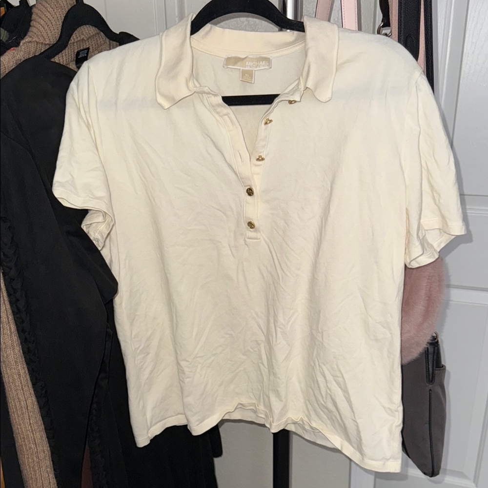 Michaels Cream Polo Shirt Classic Short Sleeve